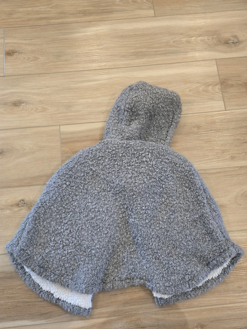 Carter's Gray Sherpa Hooded Cape with Cream Lining
